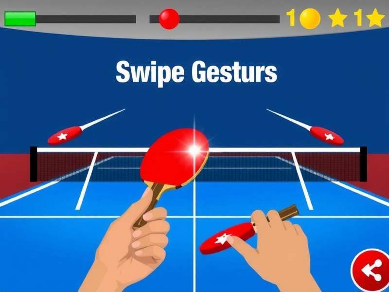 India Ping Pong Fever - Control Interface India Ping Pong Fever control interface showing swipe gestures for different shots