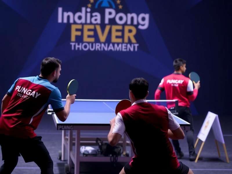 India Ping Pong Fever - National Tournament India Ping Pong Fever tournament in New Delhi showing players competing on stage